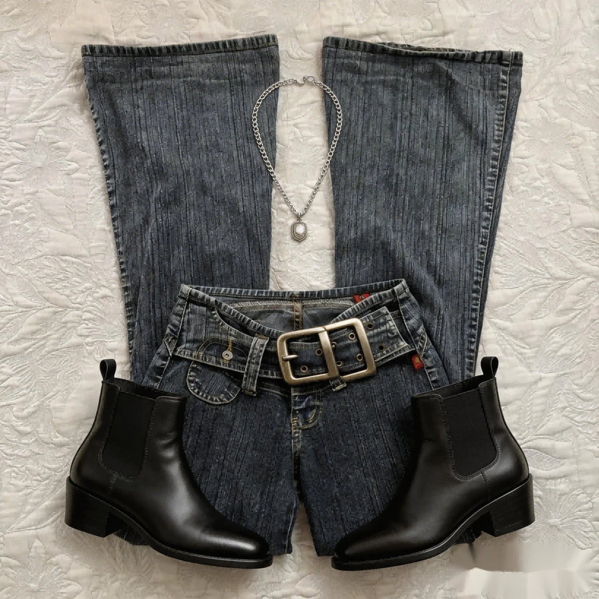 STORESDE Y2K Low Waisted Flare Jeans Hot Girl Slim Fitting Hip Hugging Jeans Original Style Fashionable Long Pants Retro Old School Denim