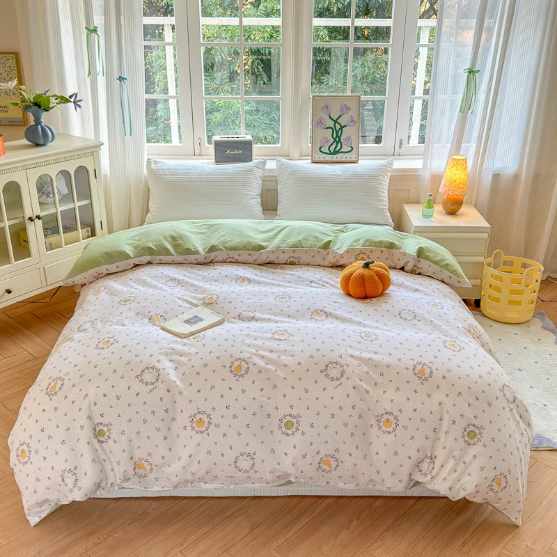 STORESDE Floral Printed Duvet Cover 1Piece- 100% Cotton Luxury Bedding, Pre-Washed for Softness, for Bedroom Decor - Zipper Closure