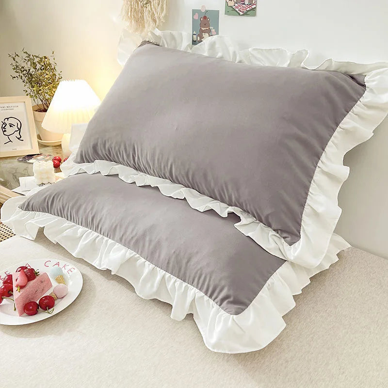 STORESDE Princess Pillowcases With Ruffles Multiple Sizes Pillow Cover Comfortable Pillow Case For Adults Kids
