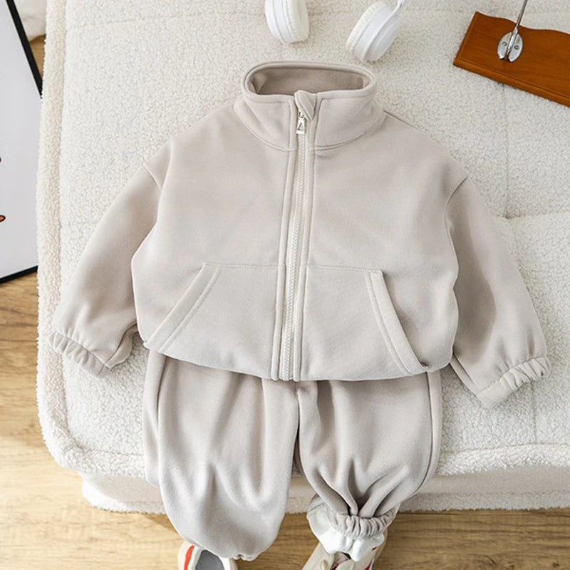 STORESDE IYEAL Children's Baby Clothing Sets Winter Fleece Casual 2 PCS Kids Sets Sport Suit for Baby Girls Boys Clothes Coat+Pants 1-6 Y