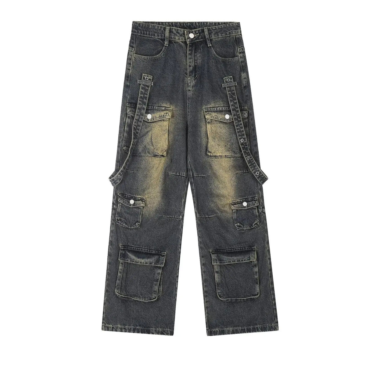 STORESDE Washed Vintage American Street Style Men's Jeans Spring Autumn Loose Straight Leg High Street Vibe Long Trousers