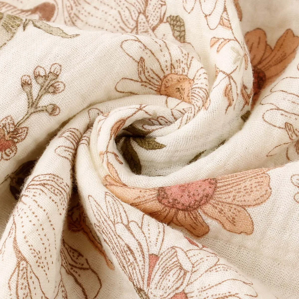STORESDE Cotton Breathable Flowers Print Baby Tassels Swaddle Blanket Summer Air Condition Cover Blanket For Kids Stoller Cover Blanket