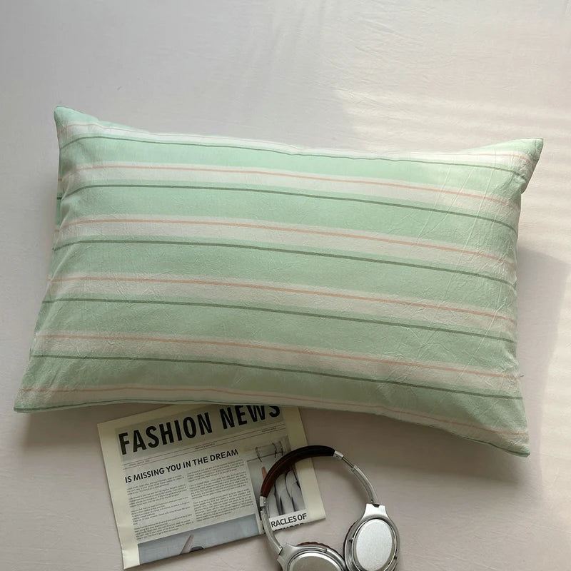 STORESDE 100 Cotton Pillowcase 2 PCS Colorful Stripe Pillow Case Bedding Black Pillow Cover Envelope Pillow Case Cover Nordic Sling