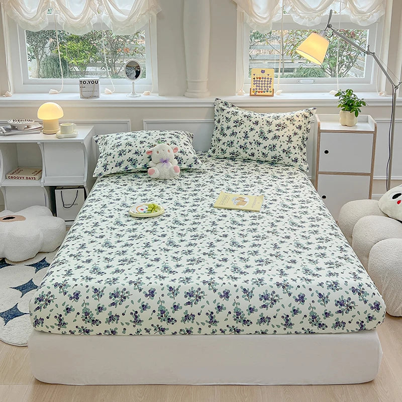 STORESDE One printed single-piece bed hat (without pillowcase) mattress cover full cover dust-proof anti-slip bed cover for all seasons