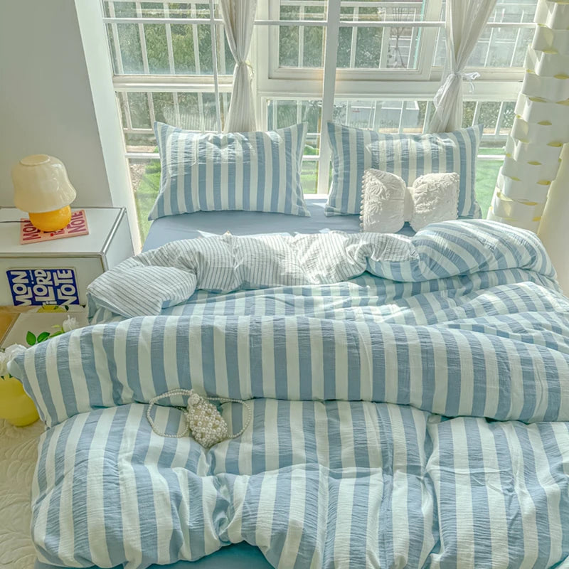 STORESDE Ins Bedding Set with Pillowcase bed sheet Single Full Size Bed Linen Duvet Cover Set Queen/King Double Comforter Cover