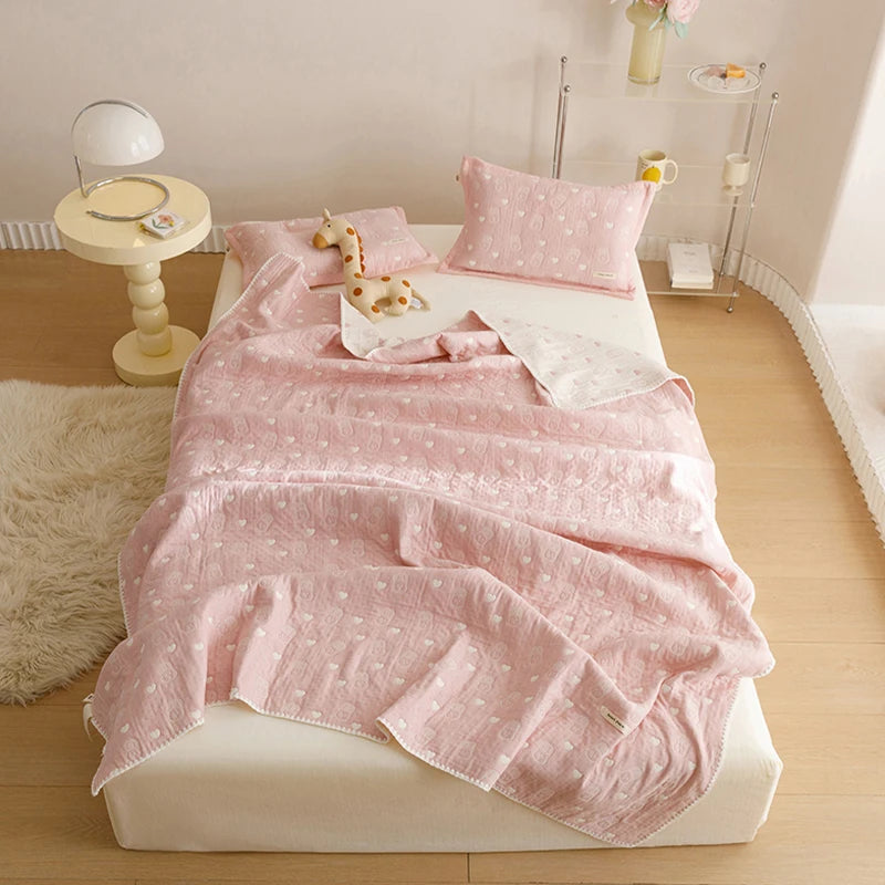 STORESDE Pure Cotton Three-layer Yarn Fabric Children Summer Blanket Spring Soft Skin Friendly Quilt Air Conditioner Comforter Adult Kid