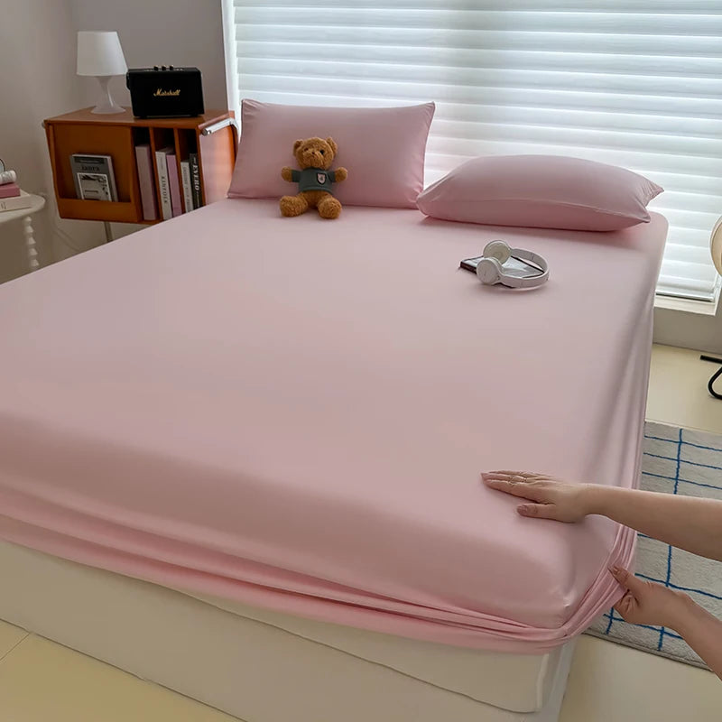 STORESDE Washed Fitted Sheet with Elastic Bands Non Slip Adjustable Mattress Cover for Single Double King Queen Bed 90x200 150x200 180