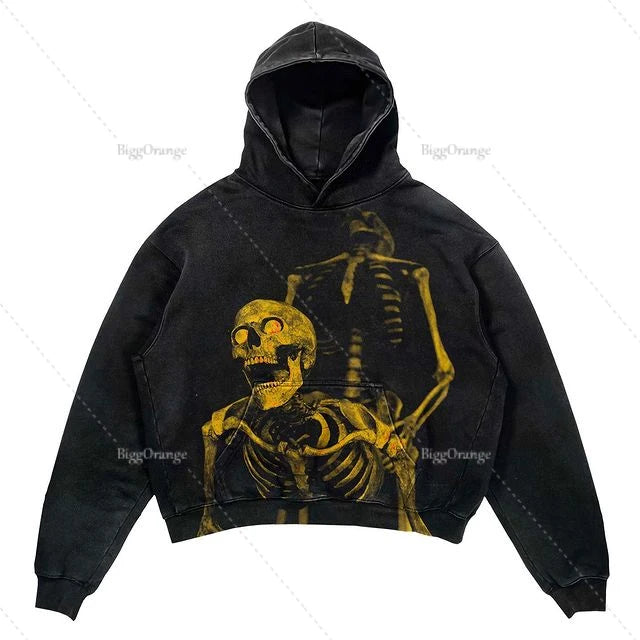 STORESDE Punk Wind Ninja Printed Long-sleeved Hoodies Couples Hip-hop Street Y2k Street Loose Fashion Oversized Hoodies Harajuku Goth Top
