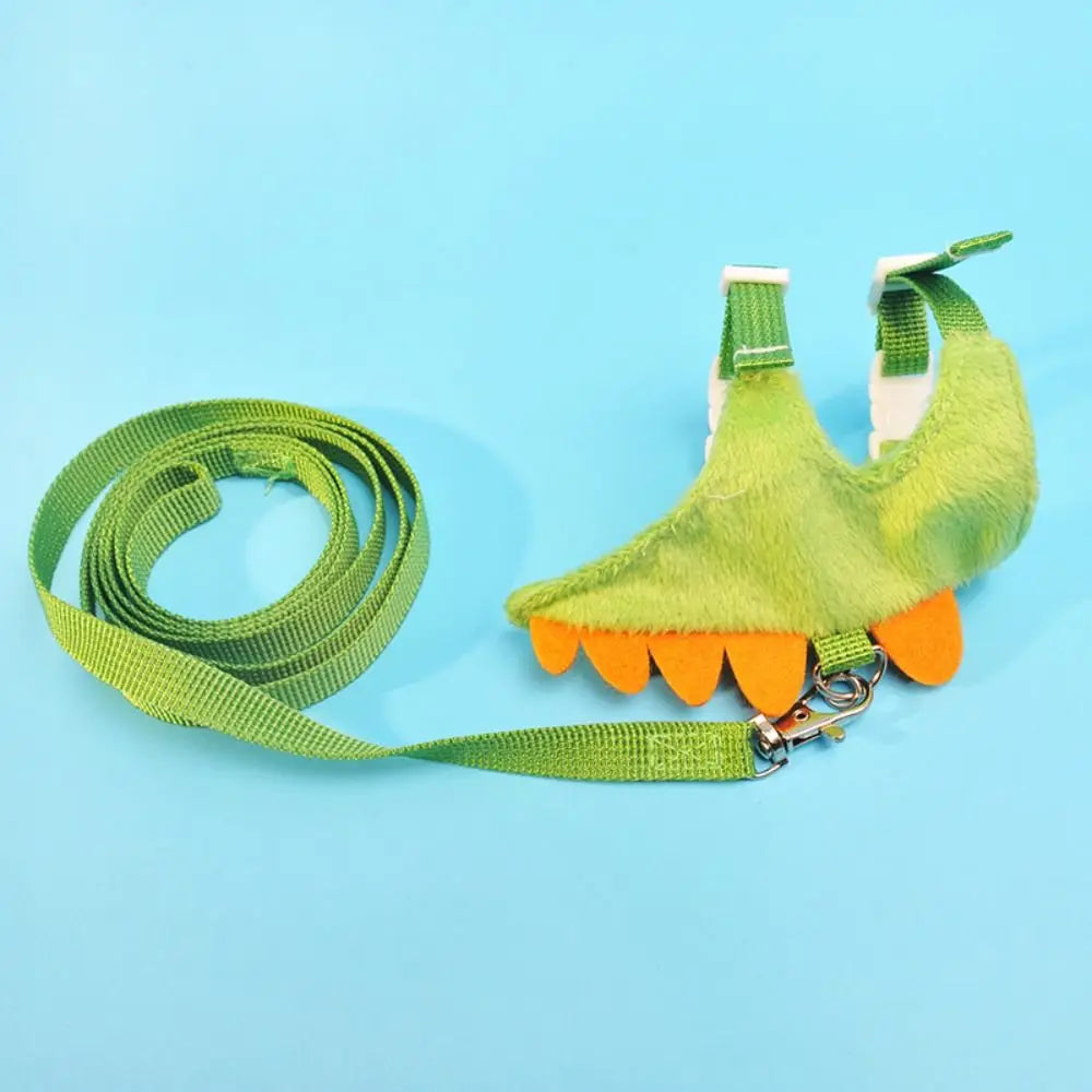 STORESDE Soft Cartoon Ferret Vest Harness Adjustable Flannel Hamster Chest Strap Dragon Design with Bell Ferret Traction Rope Training