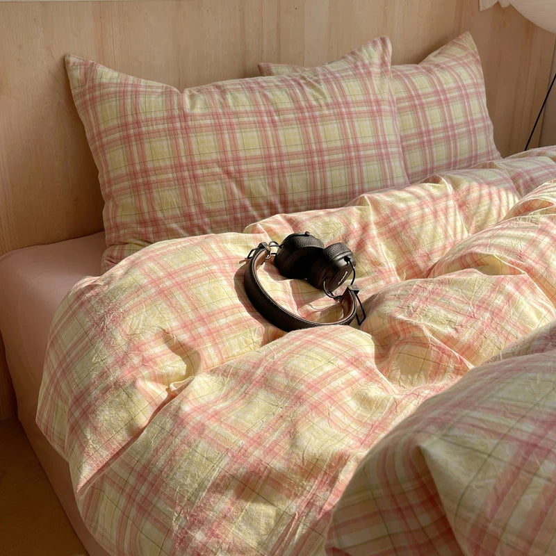 STORESDE Nordic sling Cotton Pink Stripes Duvet Cover 150x200 Size Girl's Room housse de couette Skin friendly Breathable Comforter Sets