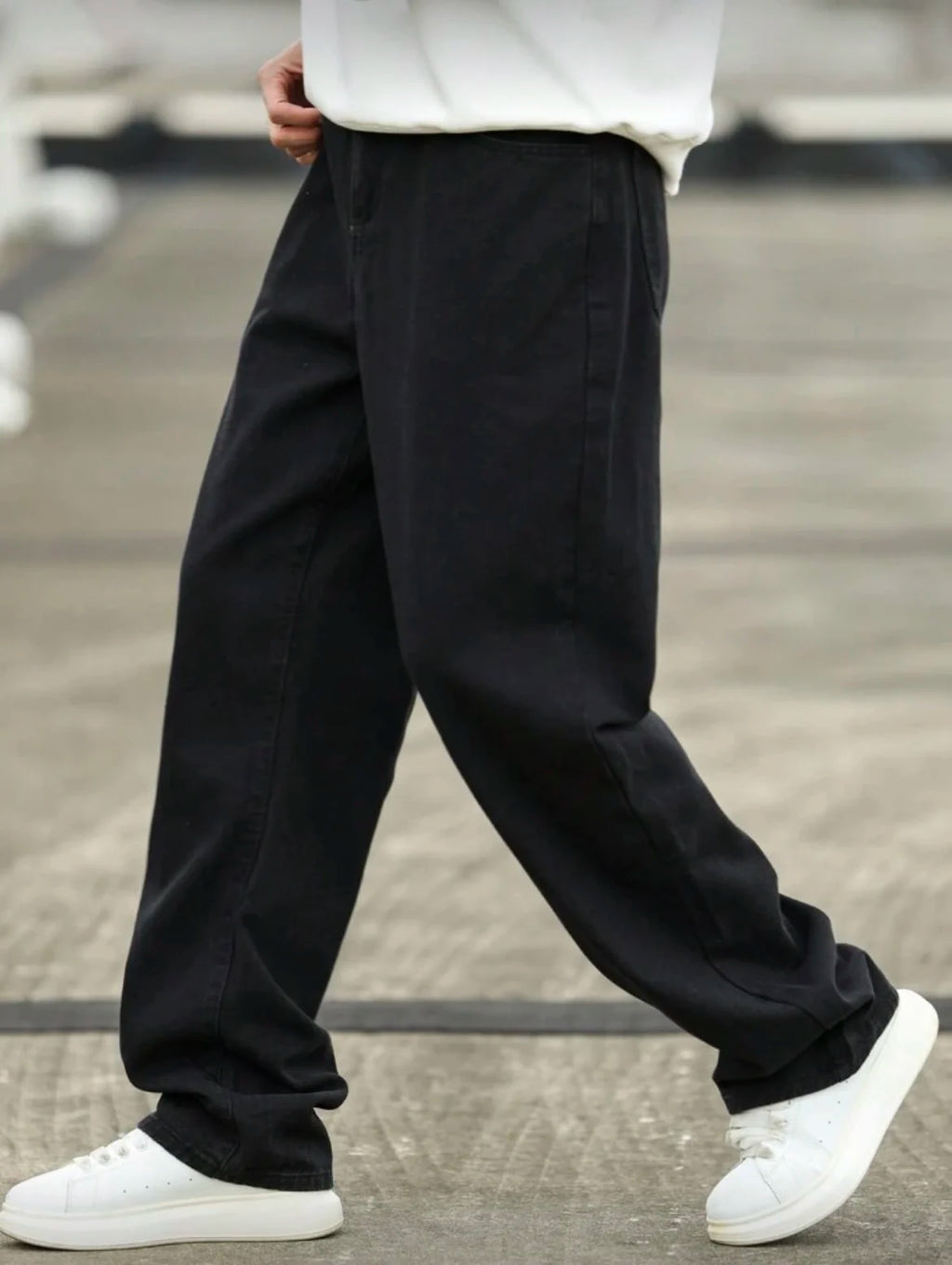 STORESDE Men's Wide Leg Jeans - Oversized Straight Fit Denim Pants with Casual Drop Crotch