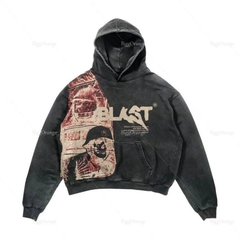 STORESDE Punk Wind Ninja Printed Long-sleeved Hoodies Couples Hip-hop Street Y2k Street Loose Fashion Oversized Hoodies Harajuku Goth Top