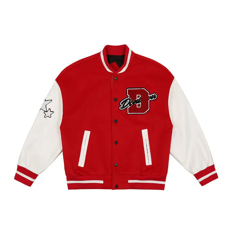 STORESDE American New Letter Flocking Baseball Uniform Jacket Y2K Retro Vintage Lovers Motorcycle Casual Jacket For Men And Women Coats
