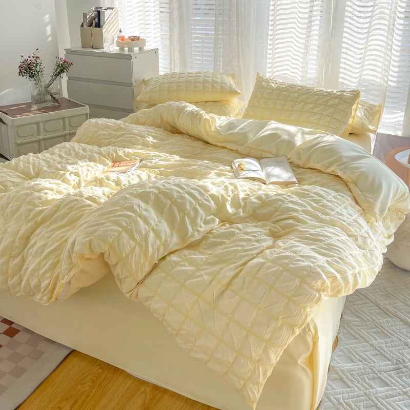 STORESDE The Simple Solid-color Puffon Quilt Cover Is Suitable for Bedroom and Apartment Bedding