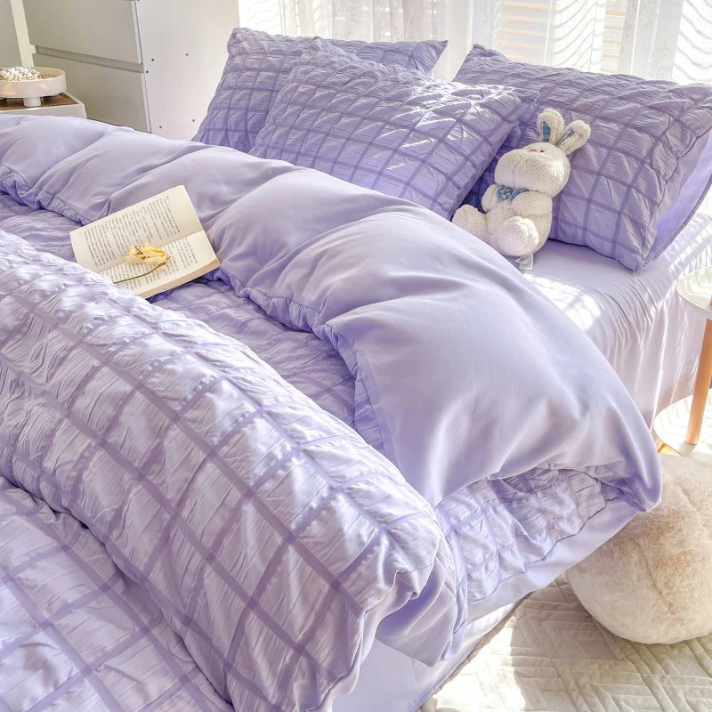 STORESDE The Simple Solid-color Puffon Quilt Cover Is Suitable for Bedroom and Apartment Bedding