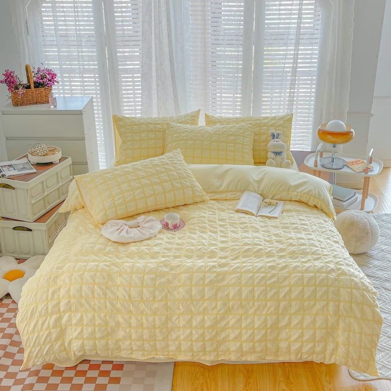 STORESDE The Simple Solid-color Puffon Quilt Cover Is Suitable for Bedroom and Apartment Bedding