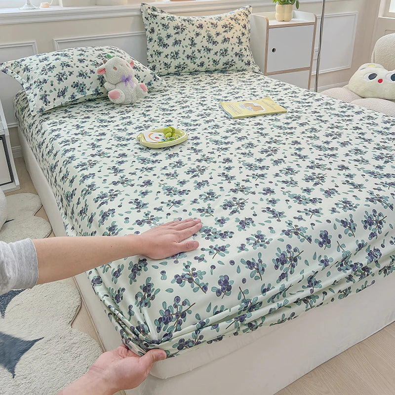 STORESDE One printed single-piece bed hat (without pillowcase) mattress cover full cover dust-proof anti-slip bed cover for all seasons