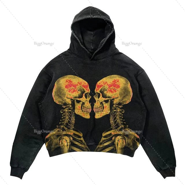STORESDE Punk Wind Ninja Printed Long-sleeved Hoodies Couples Hip-hop Street Y2k Street Loose Fashion Oversized Hoodies Harajuku Goth Top