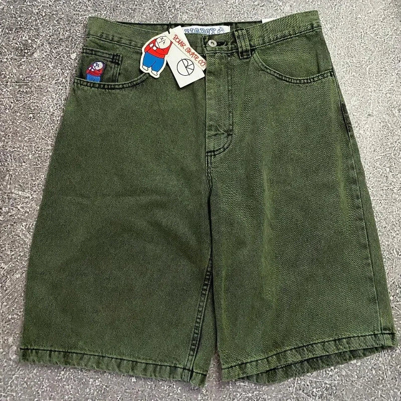STORESDE Big Boy Baggy Shorts New Harajuku Hip Hop Cartoon Graphic Embroider  Retro Denim Shorts Y2k Gym Basketball Shorts Women Clothing