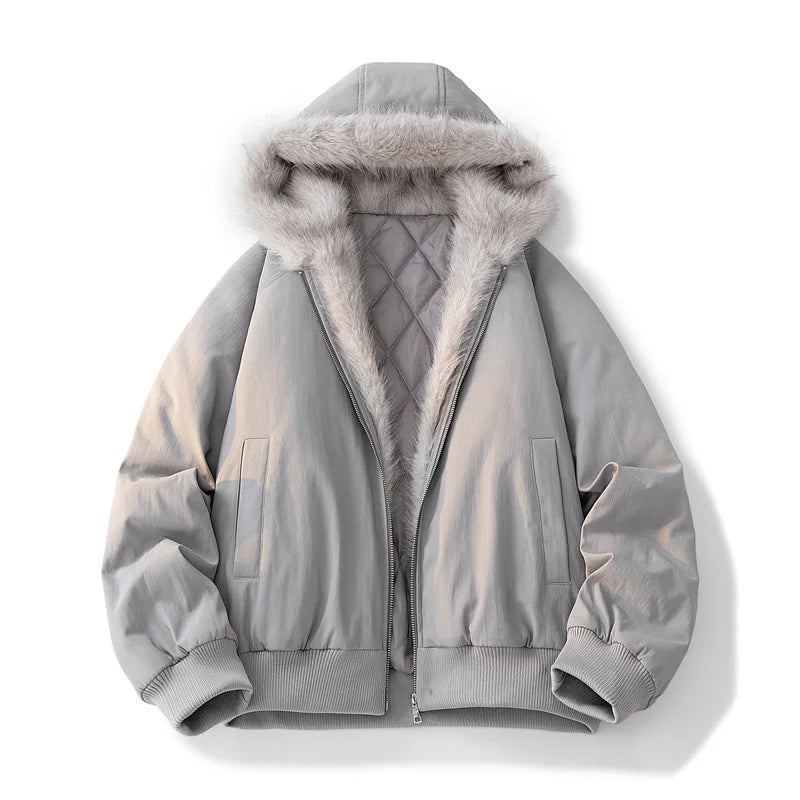 STORESDE Winter Jacket Man Women Fur Collar Fashion Parka Thick Warm Coat Oversize Loose Casual Jacket Hooded American Streetwear Cool