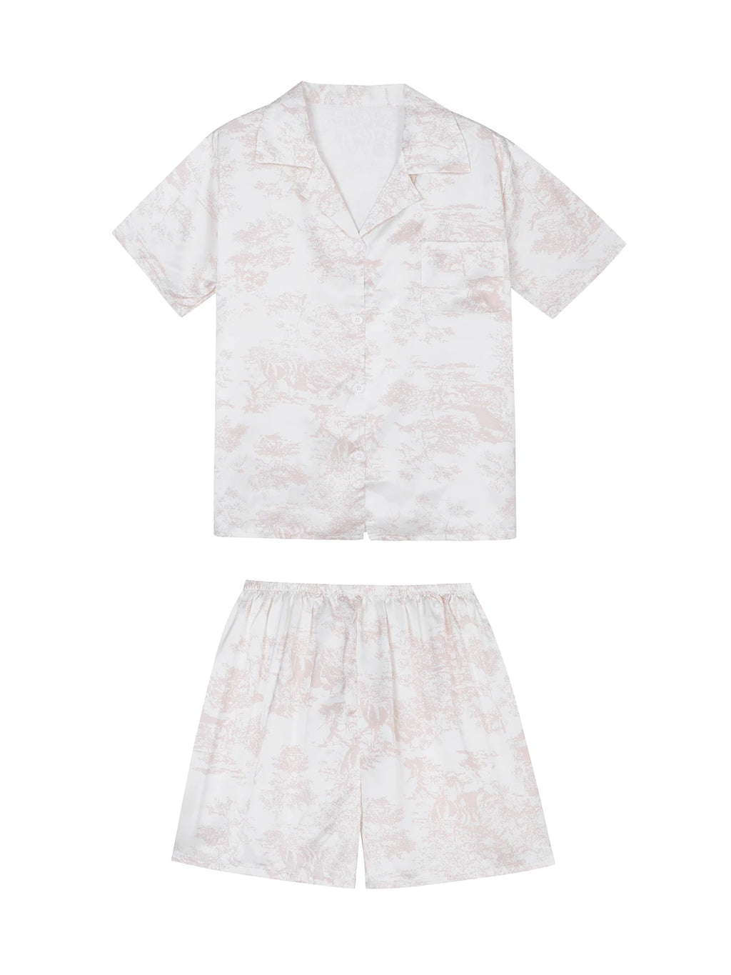 STORESDE Women's 2pcs Cute Print Short Sleeve Button Top and Shorts Pink Sleepwear Soft Comfy Homewear Casual Loungewear Pajama Set