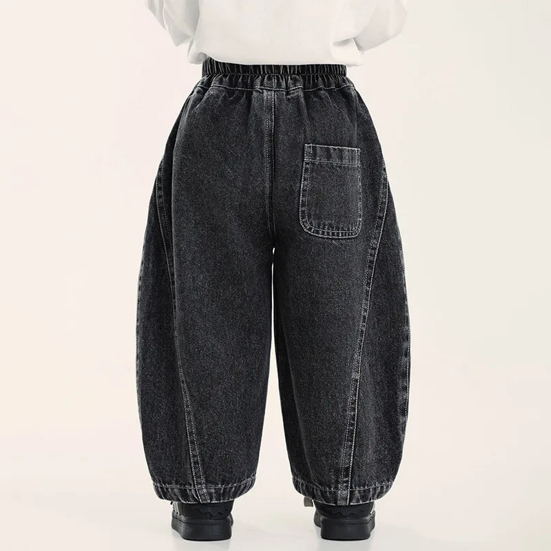 STORESDE 2025 New Korean Fashion Boys Denim Pants Autumn Spring Casual Trousers for Toddlers & Kids Ages 2-8 All-match Jeans