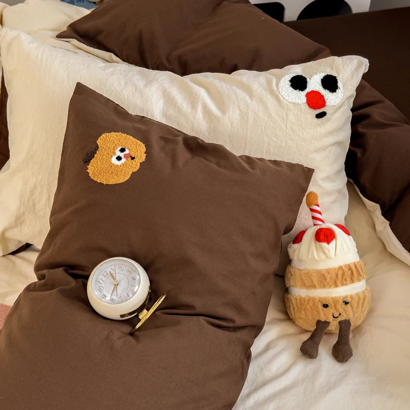 STORESDE Brown Stripe Bedding Comforter Set Pillowcase bed sheet Single Full Size Bed Linen Duvet Cover Set Queen/King Double Single Bed
