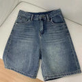 STORESDE Spring Summer Women Casual Denim Shorts Fashion Female Wide Leg Short Jeans Knee Lenght Denim Pant Women High Waist Shorts Girls