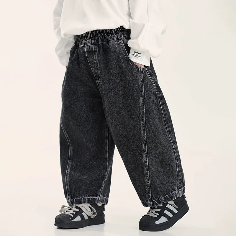 STORESDE 2025 New Korean Fashion Boys Denim Pants Autumn Spring Casual Trousers for Toddlers & Kids Ages 2-8 All-match Jeans