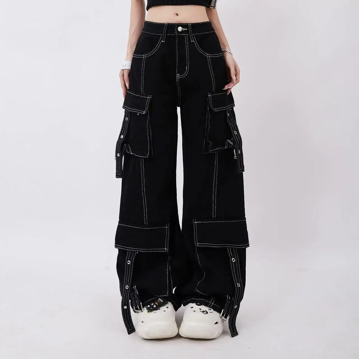 STORESDE New Retro Blue Gothic Fashion Washed Old Casual Jeans Men Y2K Streetwear Vintage Popular High Waist Baggy Wide-leg Pants