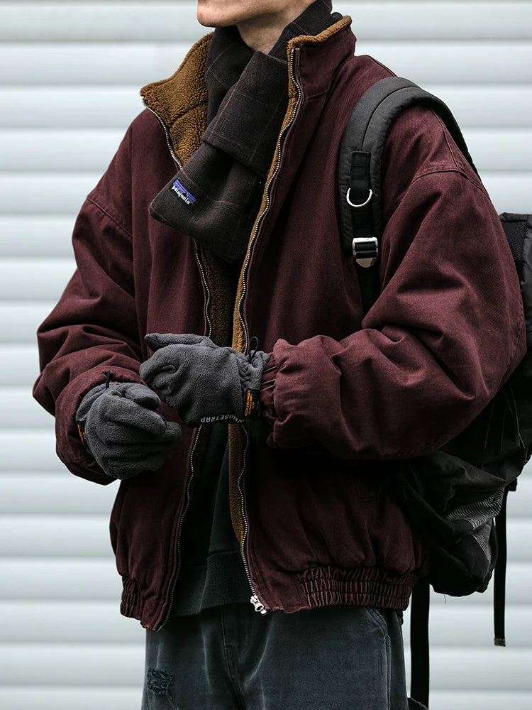 STORESDE Japanese Vintage MenPolar Wool Jacket Winter High Quality Coat Thick Korean Streetwear Loose Couple Fashionable Male Warm Jacket