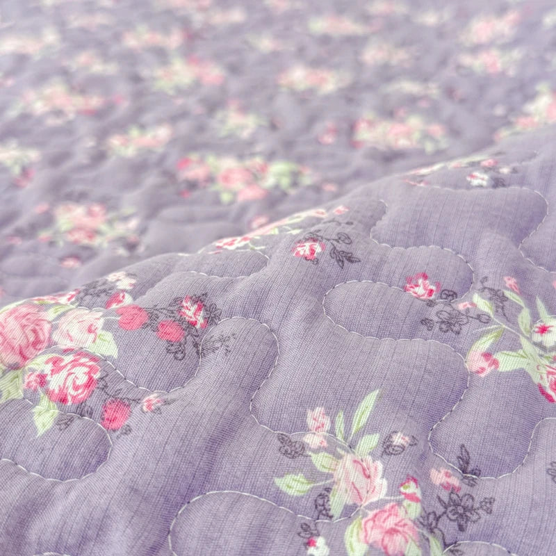 STORESDE 1pc Purple Flower Quilted Bedspreads for Bed Thick Patchwork Blanket Single/Queen/King Floral Style Quilted Duvet Soft Bedspread