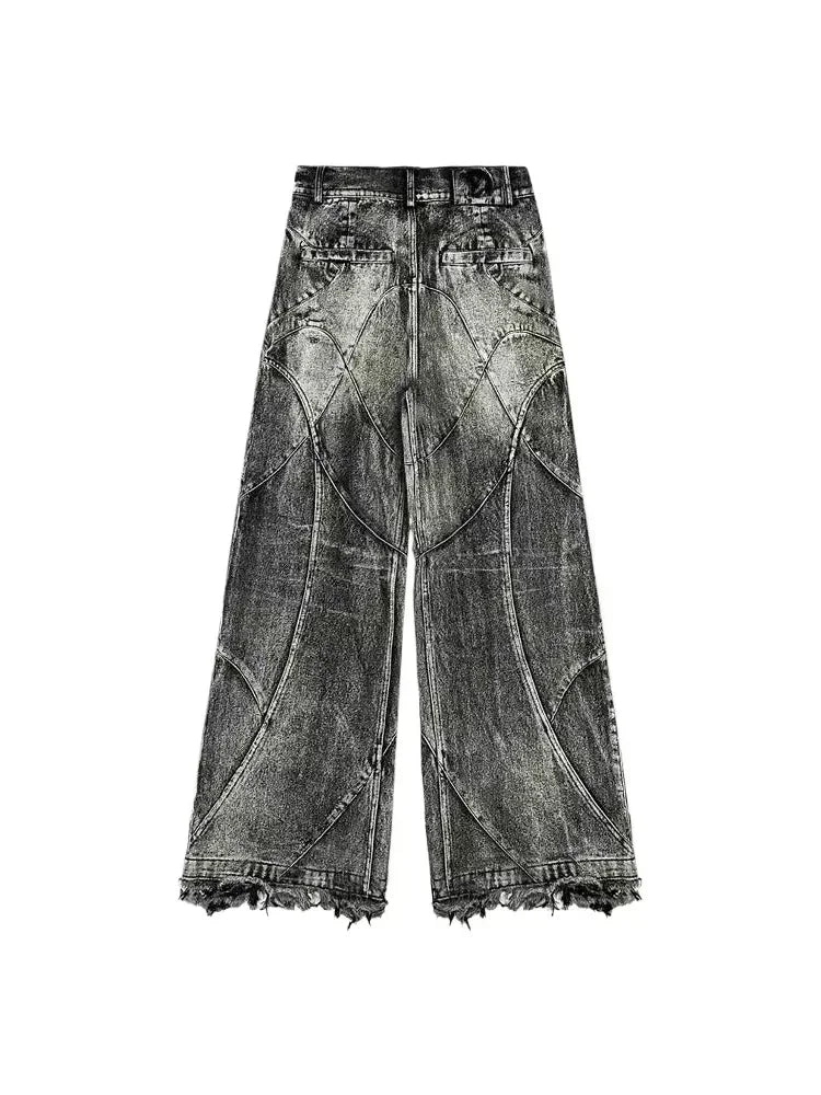 STORESDE Vintage Y2k Streetwear Punk Hip Hop Jeans Women Pants Grunge Baggy Ripped Denim Trousers Gothic Distressed Wide Leg Jeans Goth