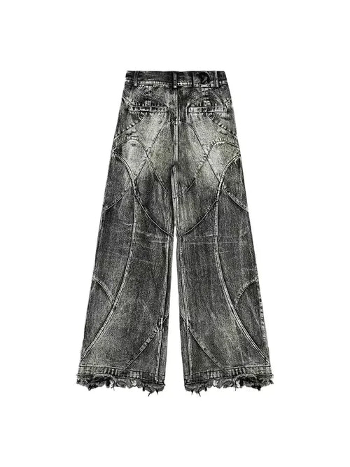 STORESDE Vintage Y2k Streetwear Punk Hip Hop Jeans Women Pants Grunge Baggy Ripped Denim Trousers Gothic Distressed Wide Leg Jeans Goth