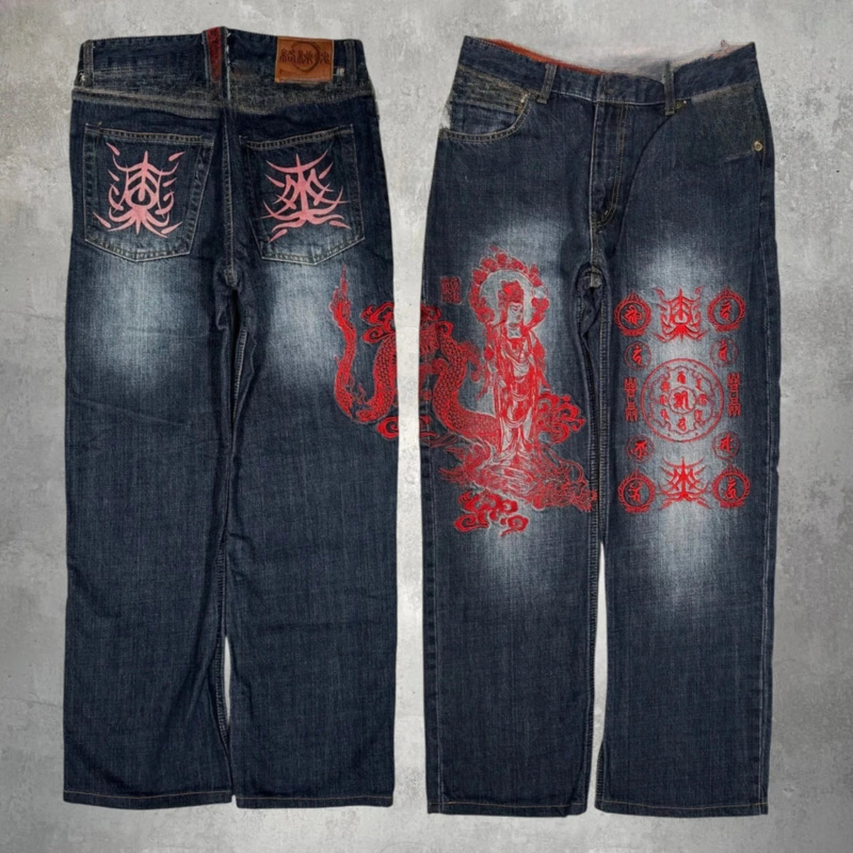 STORESDE Japanese Retro Selvedge Jeans Man Y2K High-end Brand Natural Indigo Dip Dyeing Harajuku Mopping Pants