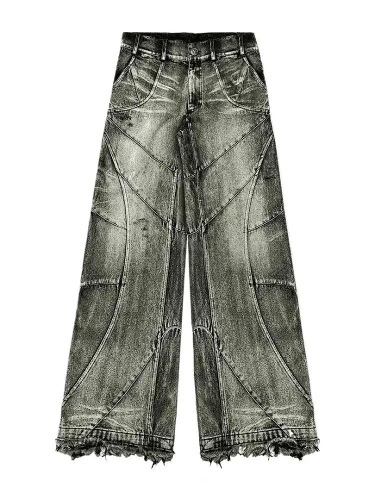 STORESDE Vintage Y2k Streetwear Punk Hip Hop Jeans Women Pants Grunge Baggy Ripped Denim Trousers Gothic Distressed Wide Leg Jeans Goth