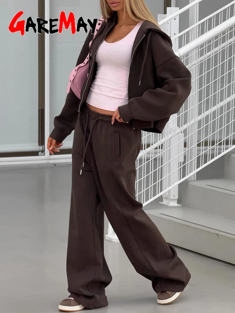 STORESDE Autumn Women's Tracksuit with Zipper and Trousers Gary Casual Two Piece Set Women Casual Yellow  Pant Sports Suit with A Hood