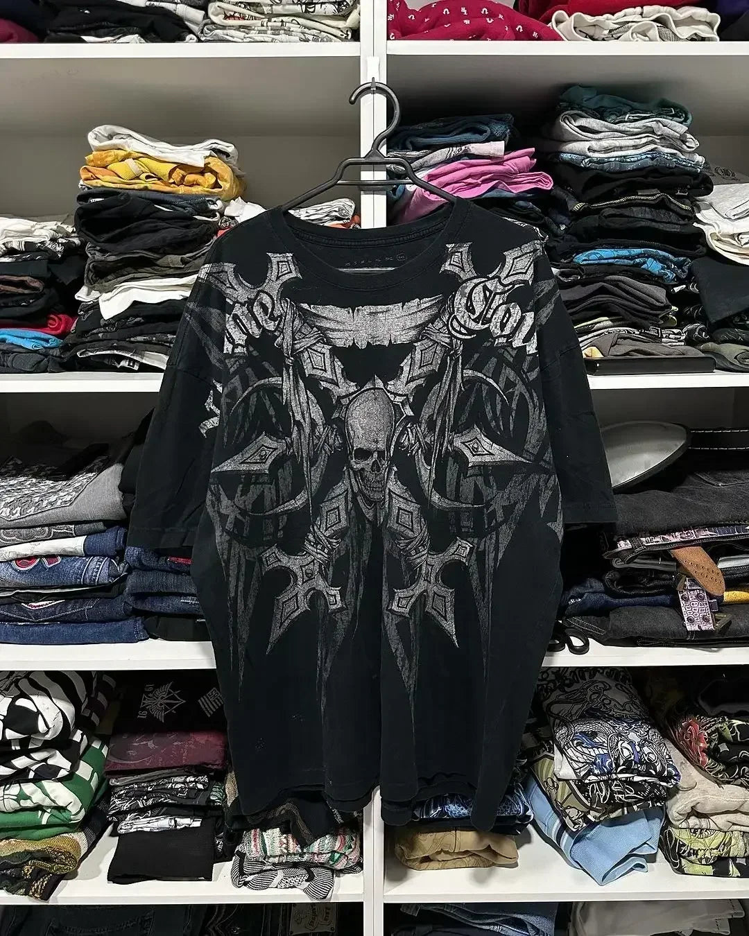 STORESDE American New Retro Trend Printed Long Sleeve 90s Street Hip-Hop Harajuku T-shirt Men Fashion Gothic Casual Pure Cotton Loose Top