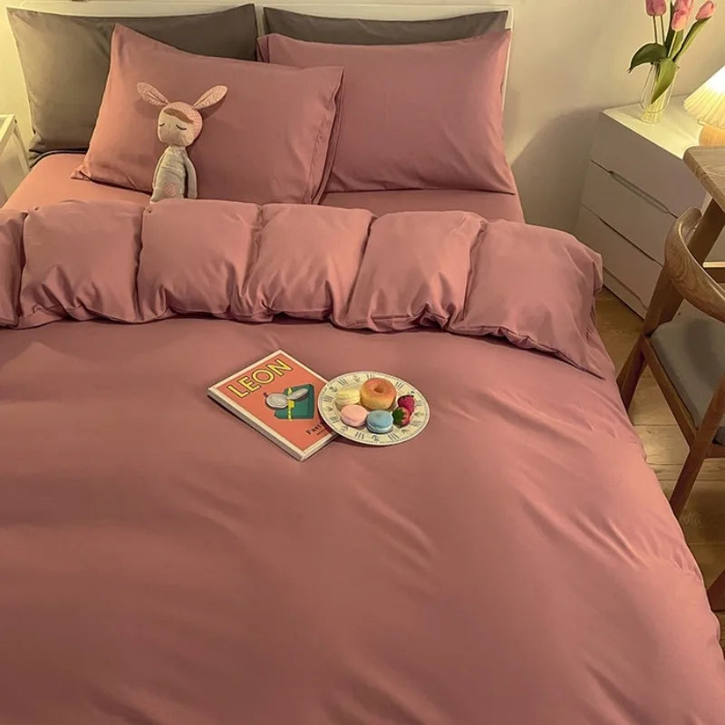 STORESDE 2025 New Solid Color Duvet Cover Double/Queen Size Anti-Mite Durable Comforter Cover Simple Durable (No Pillowcase)
