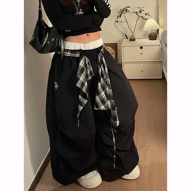 STORESDE ZHIZOU Black Baggy Parachute Pants Y2k Vintage Sweatpants Cargo Pants Harajuku Japanese 2000s Style Trousers Clothes Autumn 2025