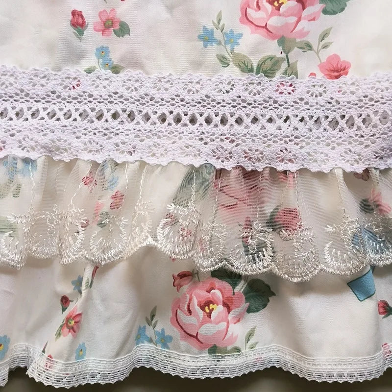 STORESDE Korean Sweet Flowers Short Curtains for Living Room Japanese Elegant Lace Floral Half Curtains for Kitchen #A510