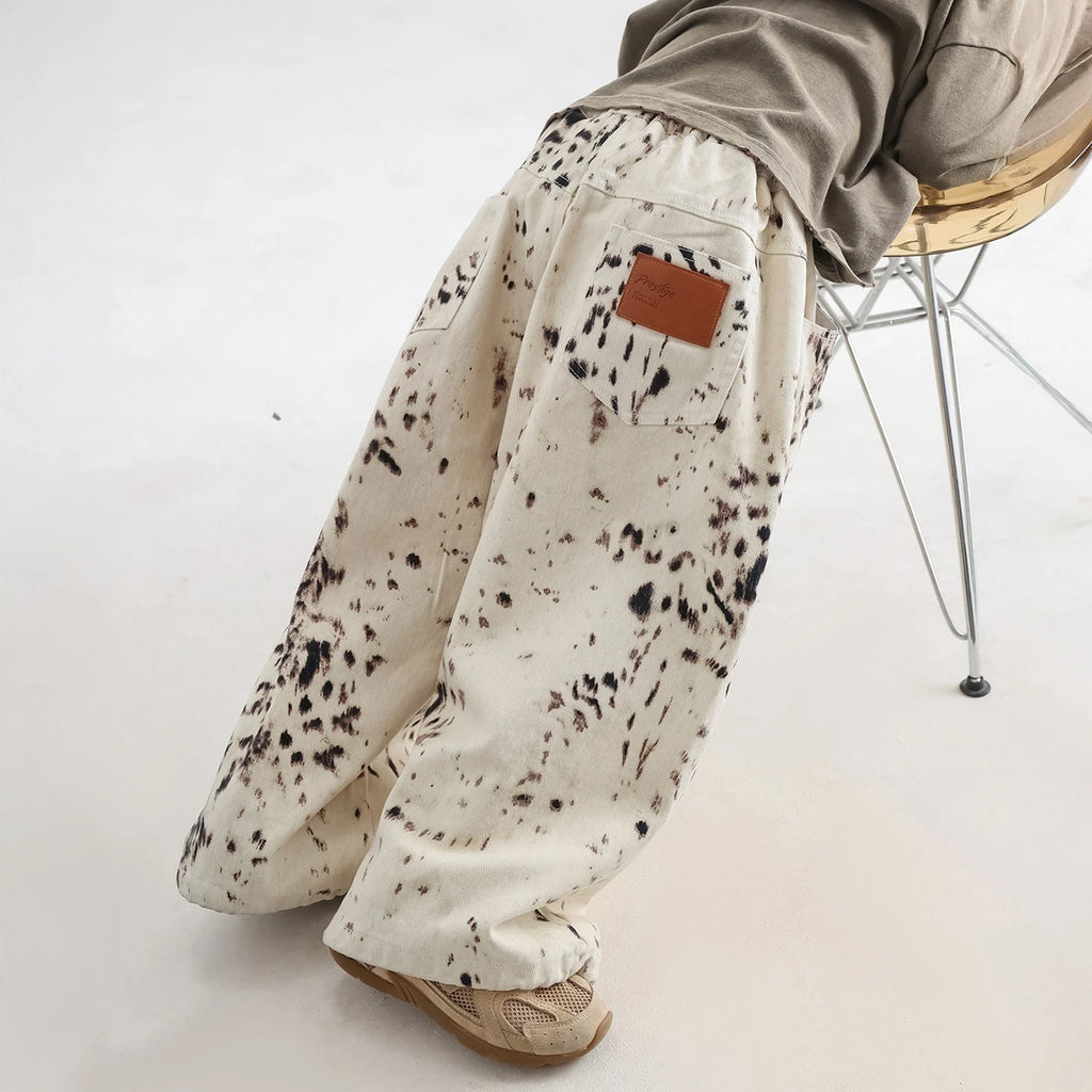 STORESDE 6410 Children Pants Summer Autumn New Boy's Pants Leopard-print Casual Trousers Loose Girl's Wide-leg Pants