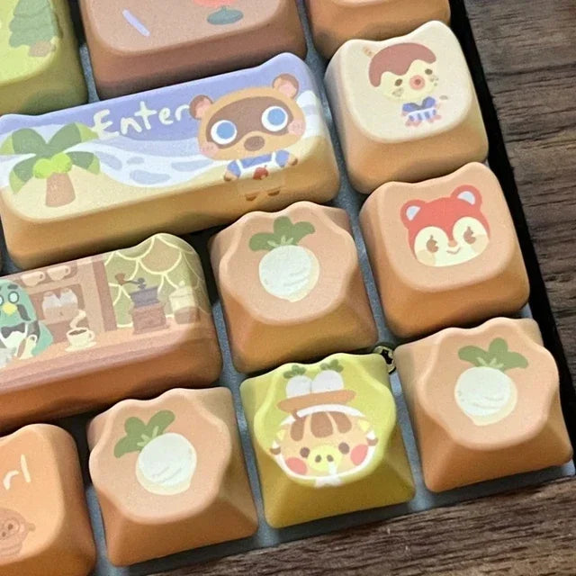 STORESDE 142 Keys Customized Gift Cute Cat keycaps New MAO Keycaps Square Thermal Sublimation Mechanical Keyboard 2.25 U 2.75U for Alice