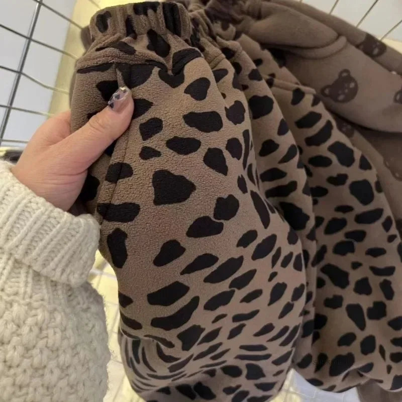 STORESDE Baby Plush Pants Velvet Autumn Winter Boy's Thick Sweatpants Kids Girls Cartoon Trousers Children's Warm Pants Trend