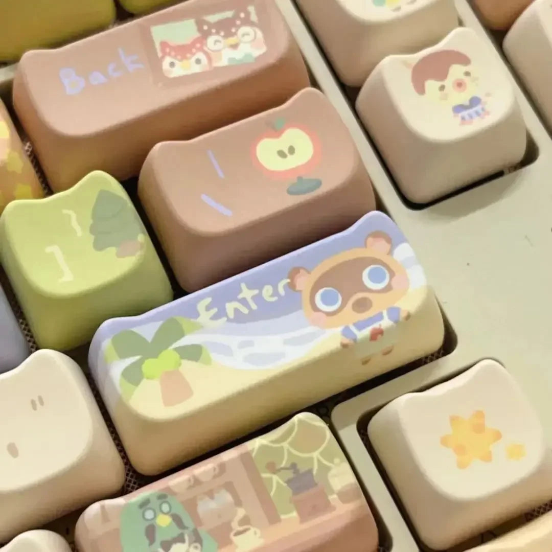 STORESDE 142 Keys Customized Gift Cute Cat keycaps New MAO Keycaps Square Thermal Sublimation Mechanical Keyboard 2.25 U 2.75U for Alice