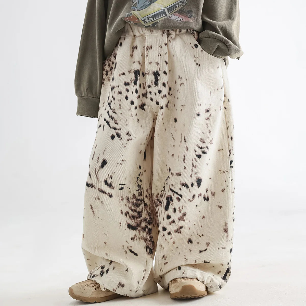 STORESDE 6410 Children Pants Summer Autumn New Boy's Pants Leopard-print Casual Trousers Loose Girl's Wide-leg Pants
