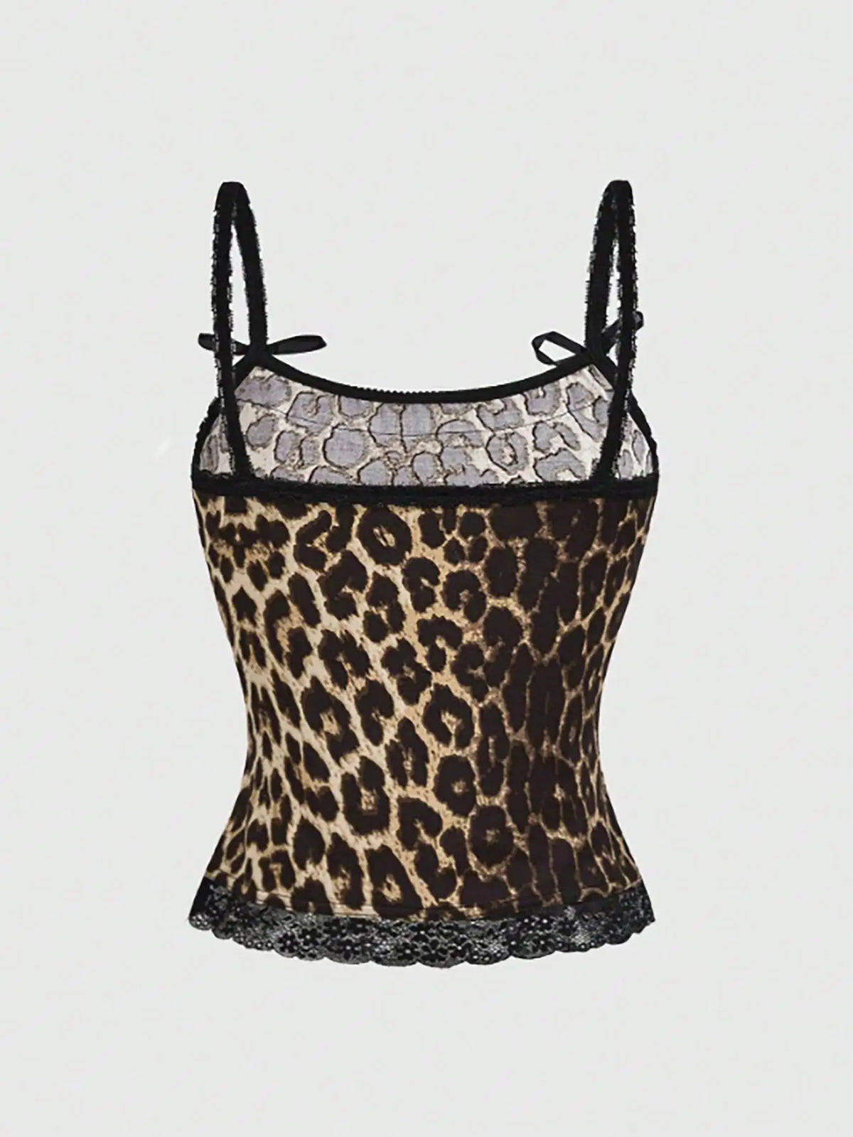STORESDE Ladies Leopard Print Halter Top Sexy Casual Lace Splice Butterfly Knot Embroidered Star Ladies Tank Top