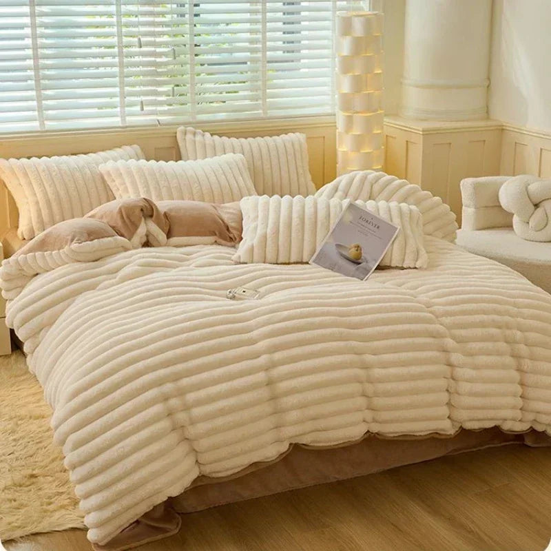 STORESDE 150x200cm Solid Color Plush Duvet Cover AB Style Double-sided Velvet Quilt Cover Winter Keep Warm Thickening Bedding Article