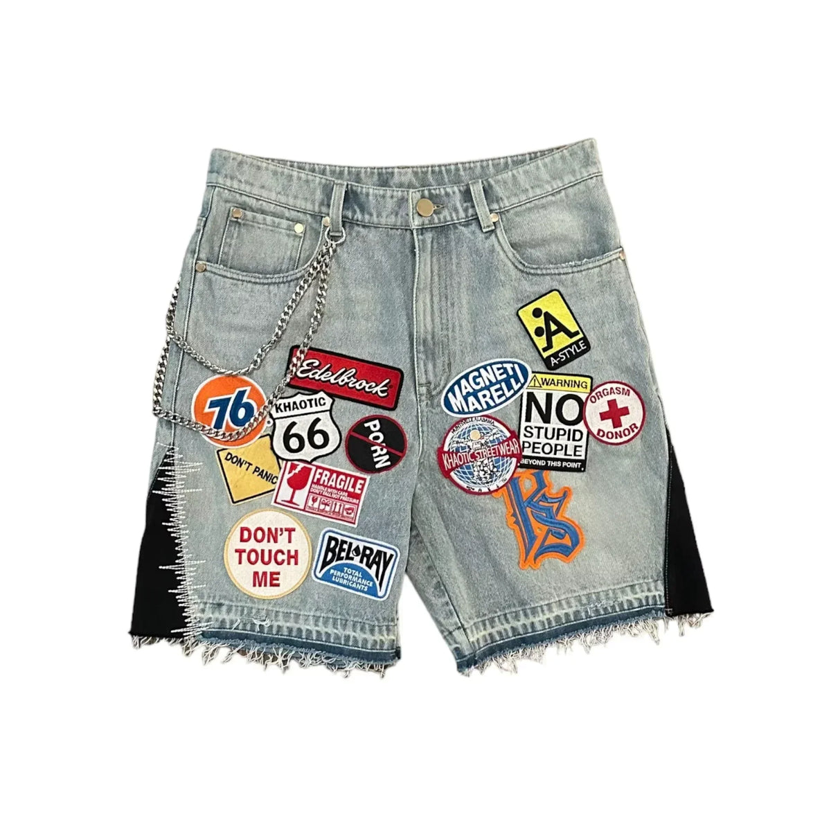 STORESDE Fashion Retro Streetwear Y2K Men Jeans Popular Patch Gothic Punk Style Shorts Embroidered Willow Nail Design Loose Casual Jeans