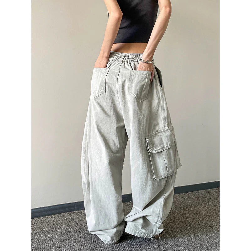 STORESDE American Style Casual Loose Wide Leg Pants Drawstring Slimming 2026 Spring Summer  New Style Women Workwear Trousers